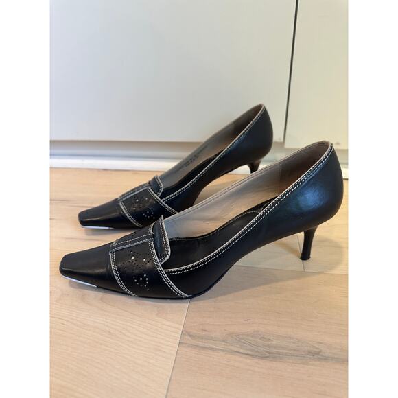 Women's Leather Heels Pumps Black Size 8 y2k era Cole Haan Classic - Picture 1 of 7